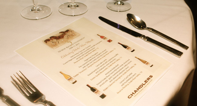3 Horse Ranch Winemaker Dinner at Chandlers