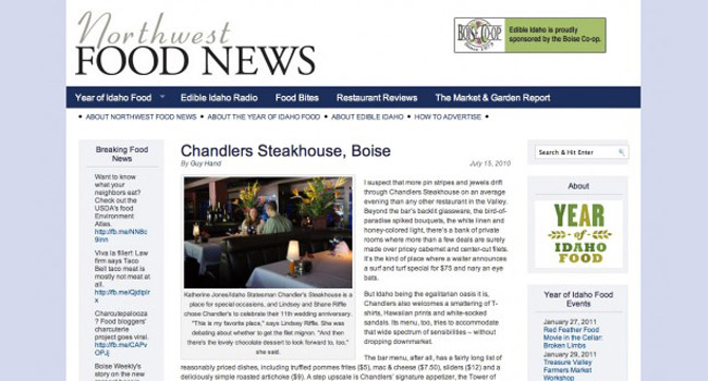Northwest Food News Review of Chandlers Steakhouse