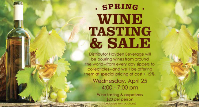 Spring Wine Tasting & Sale