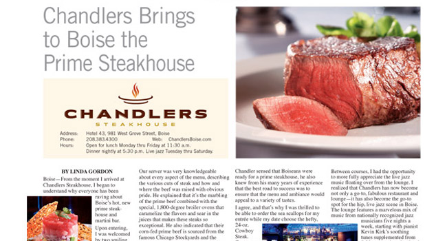 Chandlers Steakhouse Advertorial