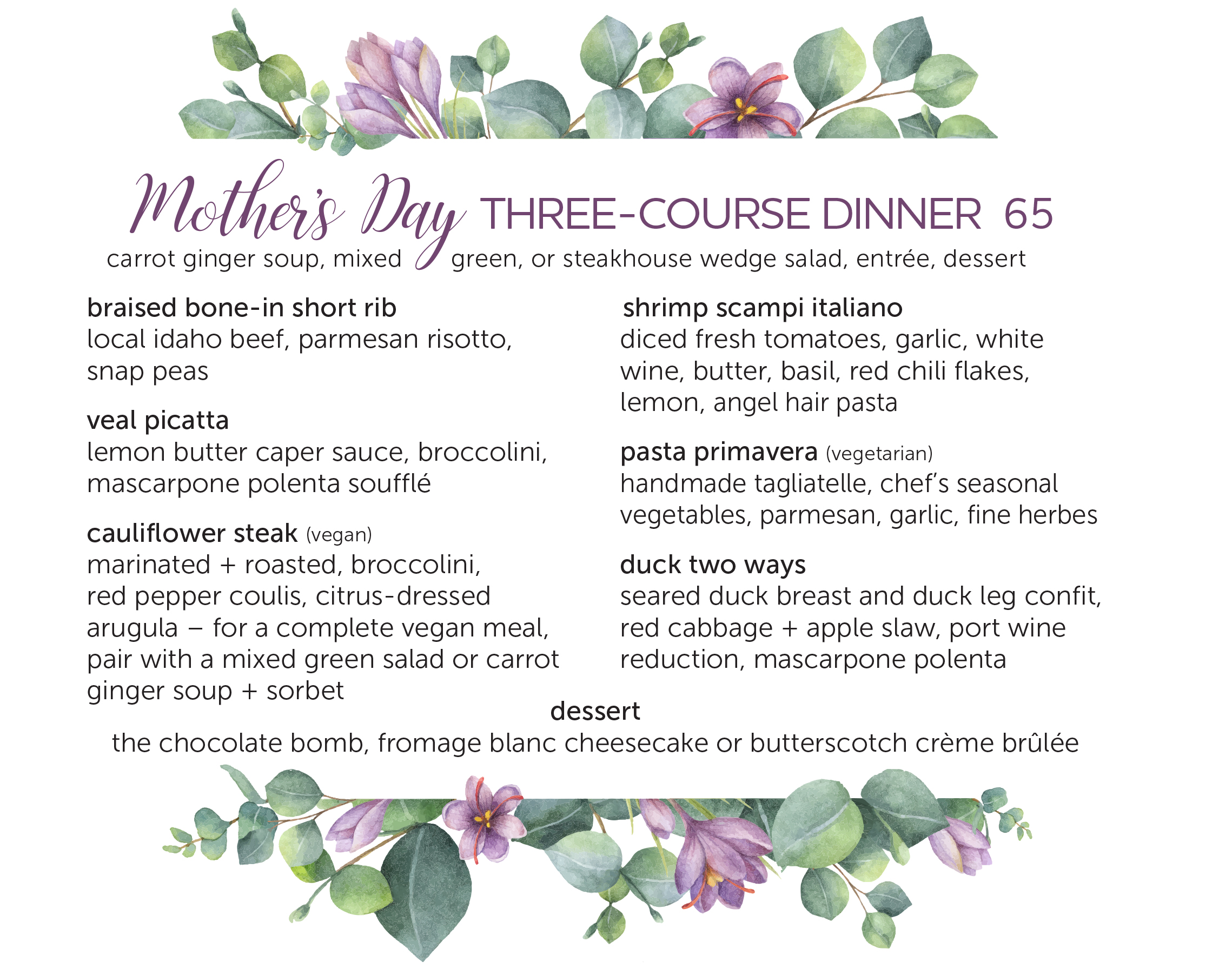 Mother's Day Menu at Chandlers | Boise